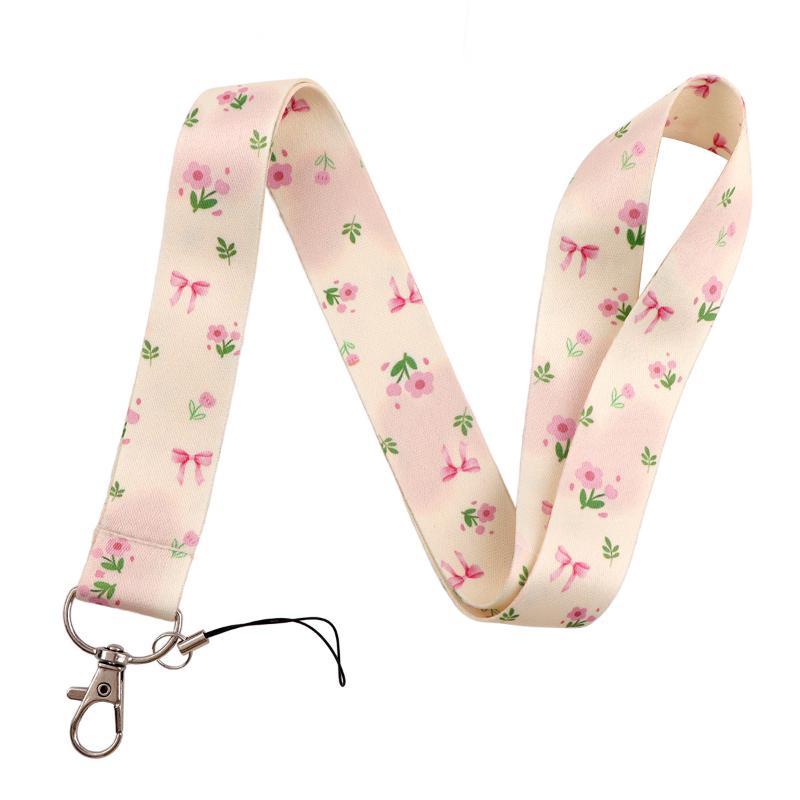 Cute Bow Pattern Lanyard with Clear ID Badge Holder Detachable Durable Strap for Outdoor Activity Pass Office Work Use