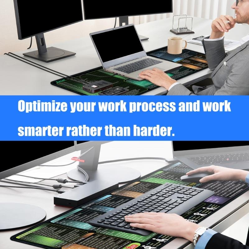 Large Keyboards Mouse Pad Featuring Excels Word Shortcut for Office Software Use and Gaming with Waterproof 400x900x3mm