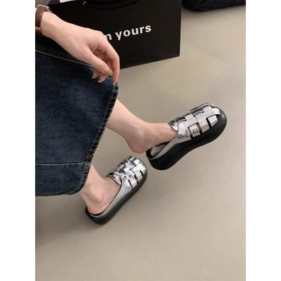 Height-increasing Platform Bag Head Half Slippers Female Summer Wear French Temperament Fairy Muffin Sandals Seaside Beach Roman Shoes