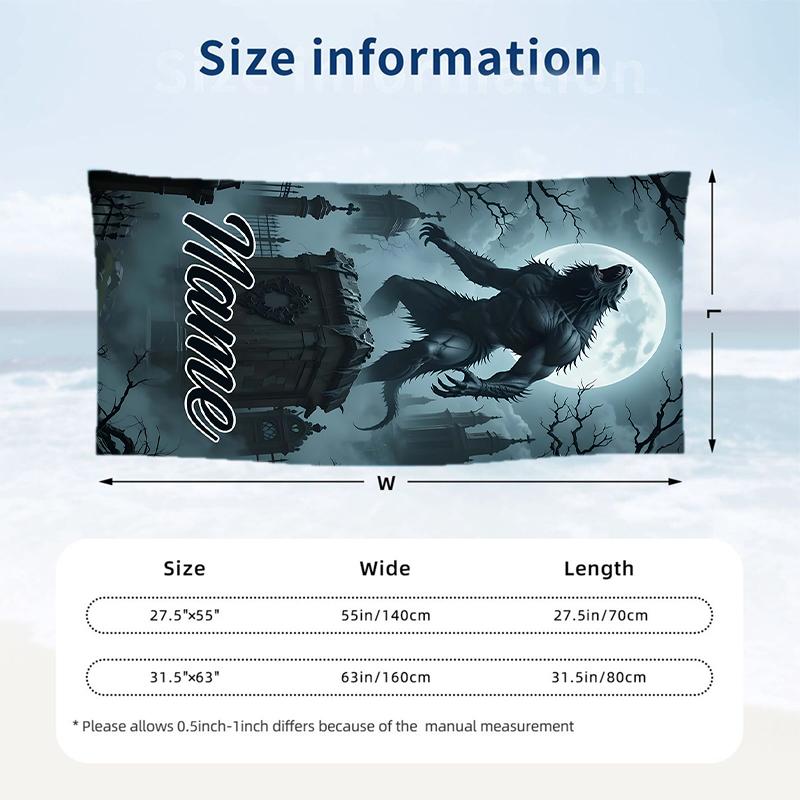 Horrible Werewolf Custom Name Printed Beach Towel Personalized Soft Towel For Swimming Beach Travel
