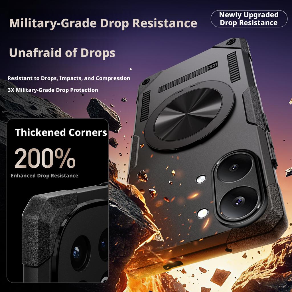 For Redmi Poco X8 Pro& Poco X8 Pro Max Case 360° Rotatable Stand Built-in Airbag Military-Grade Drop-proof Rigid Cover