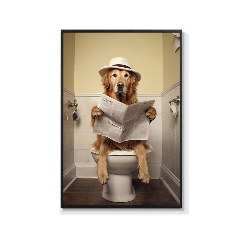 Retro Creative Animal Bathroom Canvas Painting Lion Cat Bar Toilet Bathroom Decoration Painting for Modern Living Room Asian Style Home Decor