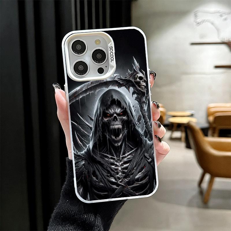 Tod Sensenmann Schädel Sense Weiche Handyhülle für iPhone 15 16 17 Pro Max 17Air 16E 14 Plus 13 12 Mini Stoßfeste Hülle Rückseite Sh