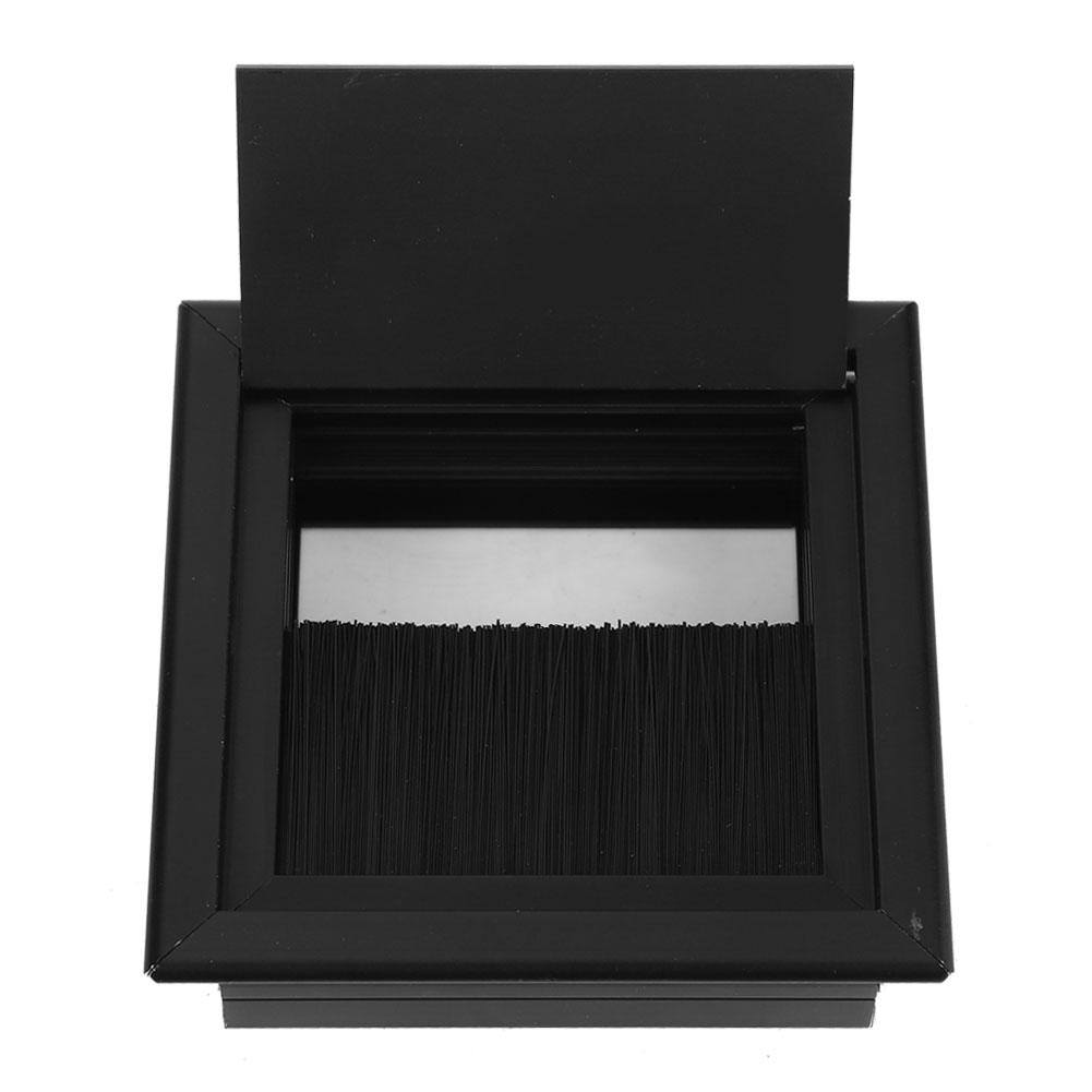 2pcs Table Desk Rectangle Aluminum Alloy Wire Cable Grommet Hole Cover with Brush