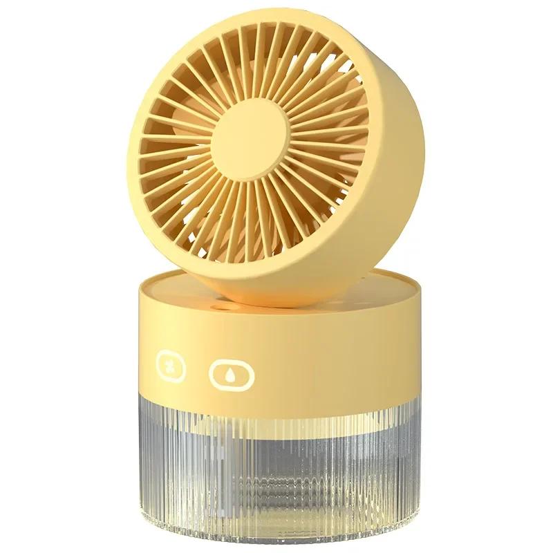 Portable Mini USB Desktop Fan Humidifier Mist Cooling Quiet with LED Light for Office Home Use