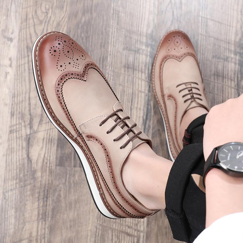 Business Lace-up Leather Shoes Men's Trend Men's Casual Shoes British Brock Fashion Engraved Men's Shoes