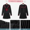 GSYCL Sailor Long Short Red Set for High School JK Top and Bottom Halloween School Plus Cute Sleeve Uniform, Black, Sleeve, Sleeve, Bow, 3-Piece