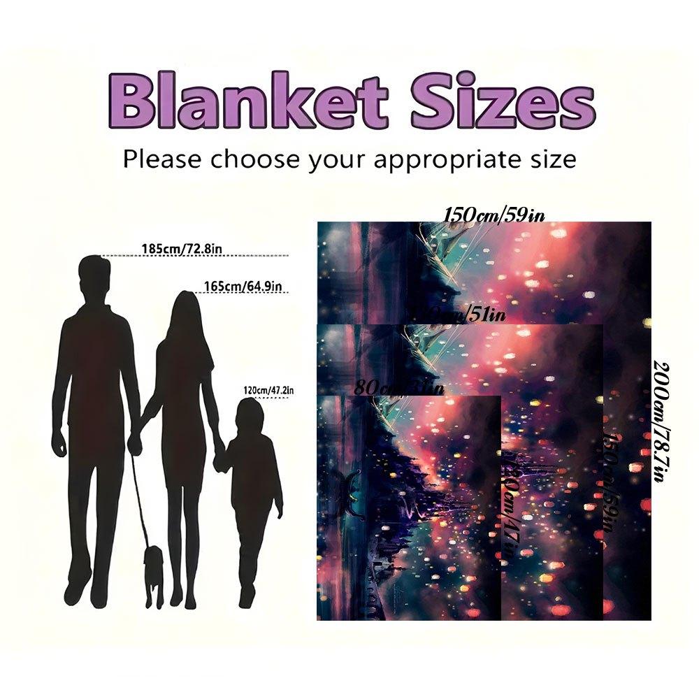 Fantasy Night Sky Lanterns iPhone WallpaperBlanket Flannel Throw Blanket for Sofa, Bed, Travel, Camping, Office, Couch, Chair