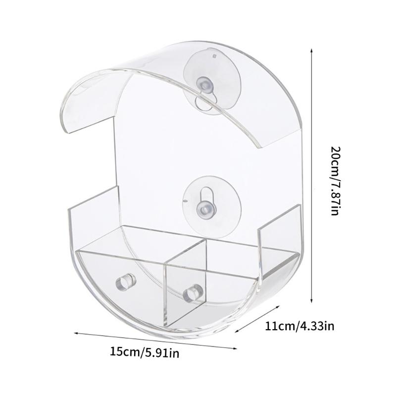 Acrylic Transparents Bird Feeders Parakeets Cage Birds Feeders Antiskid Stand for Feeding and Observing Birds