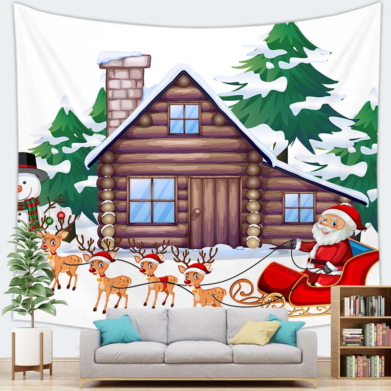 חג מולד שמח קישוט עץ חג המולד שטיח קיר עם הדפס דקורציה לבית, לסלון, לחדר השינה שטיח קיר לתלייה על הקיר