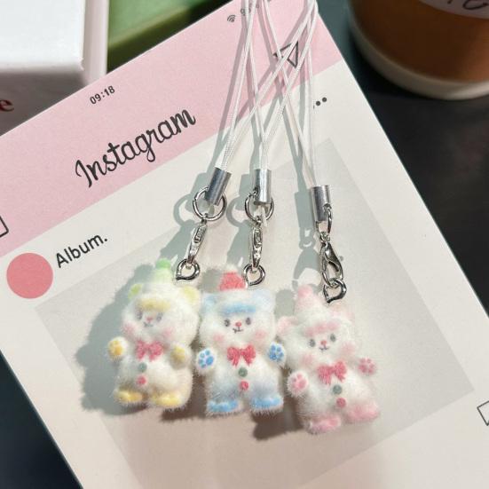 Bag Pendant Lightweight Mini Bear Charm Keychain with Soft Flocking Texture Lanyard Phone Bag Gift Accessory