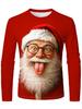 Men's 3D Santa Claus Printed Long-sleeved T-shirt Is Simple and Versatile, Suitable for Spring, Summer, Autumn and Winter