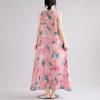 Sleeveless Plus Size Cotton Vintage Floral New In Dresses for Women Casual Loose Long Summer Dress