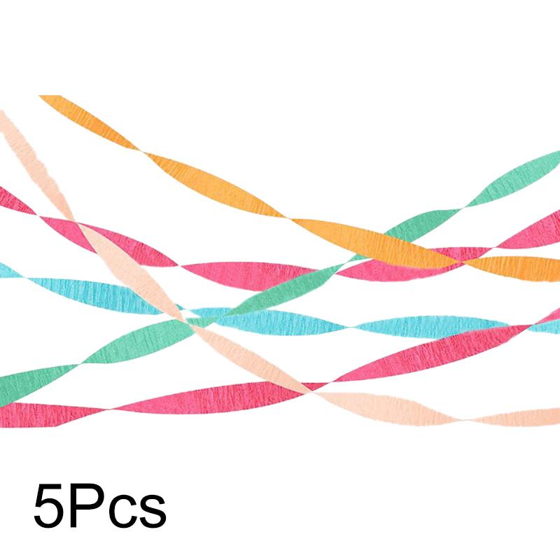 5pcs/Pack Wrinkle Paper Birthday Backdrop Home Supplies Ribbon Party Wedding Decorative DIY