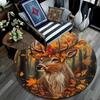 Autumnal Deer Round Area Rug,Carpet Rug for Living Room Bedroom Sofa Playroom Decor,Non-slip Floor Mat