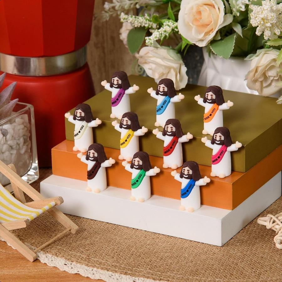 50 Pcs Mini Jesus Figures Tiny Jesus Loves You Figurine Little Religious Christ Savior Doll To Hide and Seek for Sunday Easter