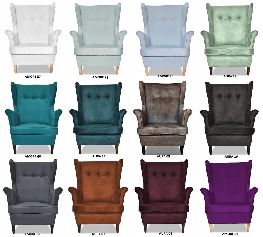 ARI Scandinavian Family Meble Wing Chair, Gold Mustard Velvet