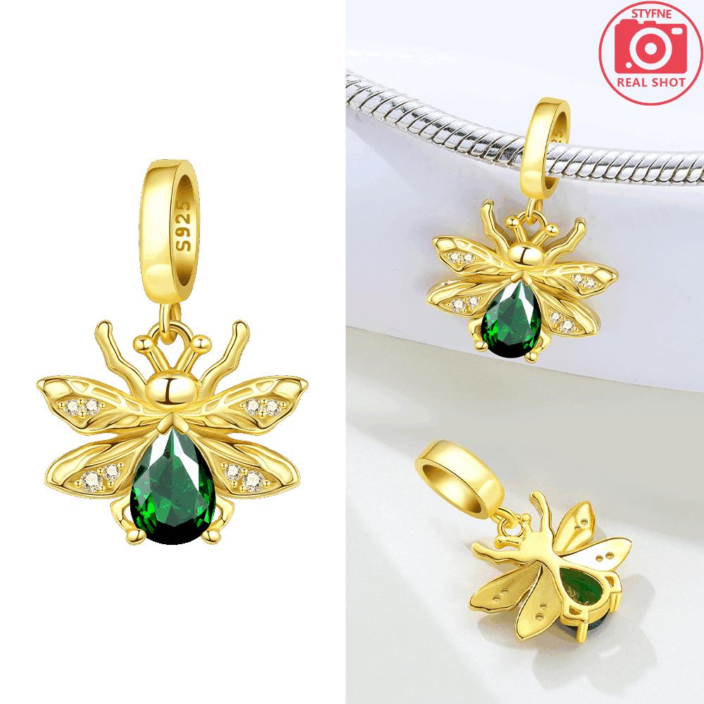 

Original Copper Golden Pendant Green Chameleon Heart Red Suitcase Firefly Beads Fit Bracelet Women Jewelry Diy