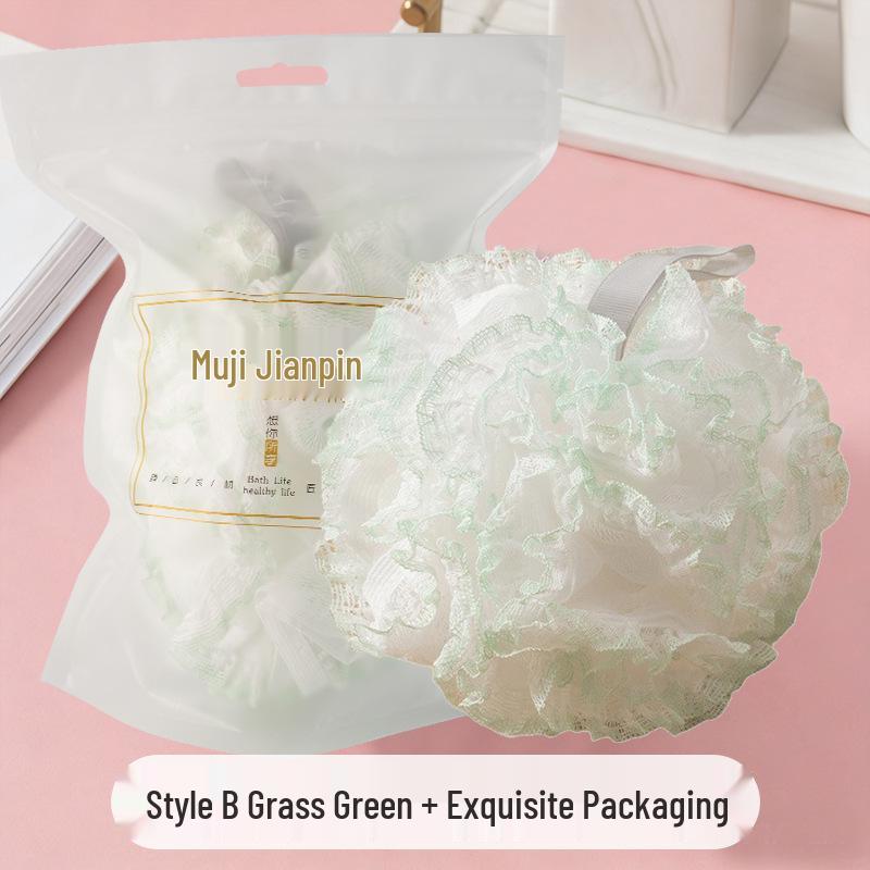 Xiaohongshu Super Soft Lace Bath Sponge - Large, Non-Shedding, Lathering Scrub Ball for Shower