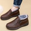 Fashion Warm Man Shoes Winter Snow Boots Faux Leather Fur Lined Shoes Elder Men's Flat Ankle Plush Boots Mid Top Waterproof Shoes