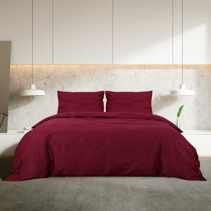 VidaXL Ensemble de housse de couette Bordeaux 155x220 cm Microfibre136039