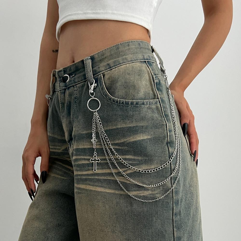 Punk Multicamadas Pingente de Estrela de Metal Corrente de Calça Hip Hop Chaveiro de Cintura Corrente de Jeans Acessórios de Joalheria da Moda Feminina Presentes
