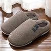 Men's Home Slippers 2024 Winter Warm Fuzzy Lined Male House Shoes Stripe Soft Memory Foam Non-slip Indoor Slipper Man Plus Size