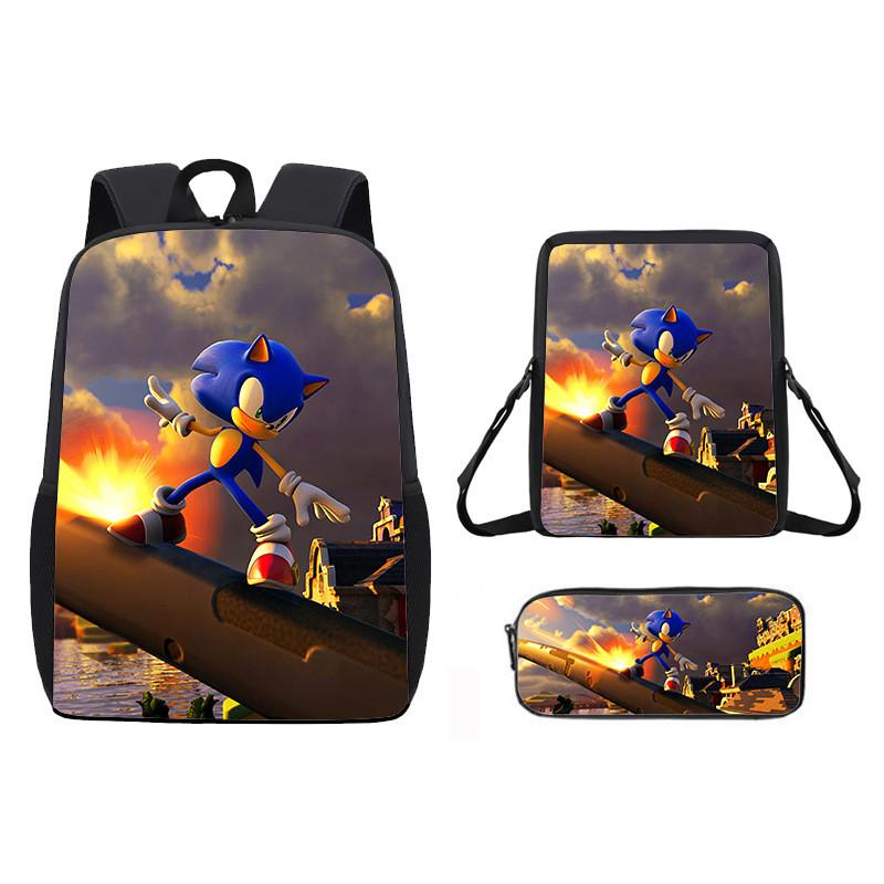 Children Cartoon Pattern Breathable Backpack Three Piece Set