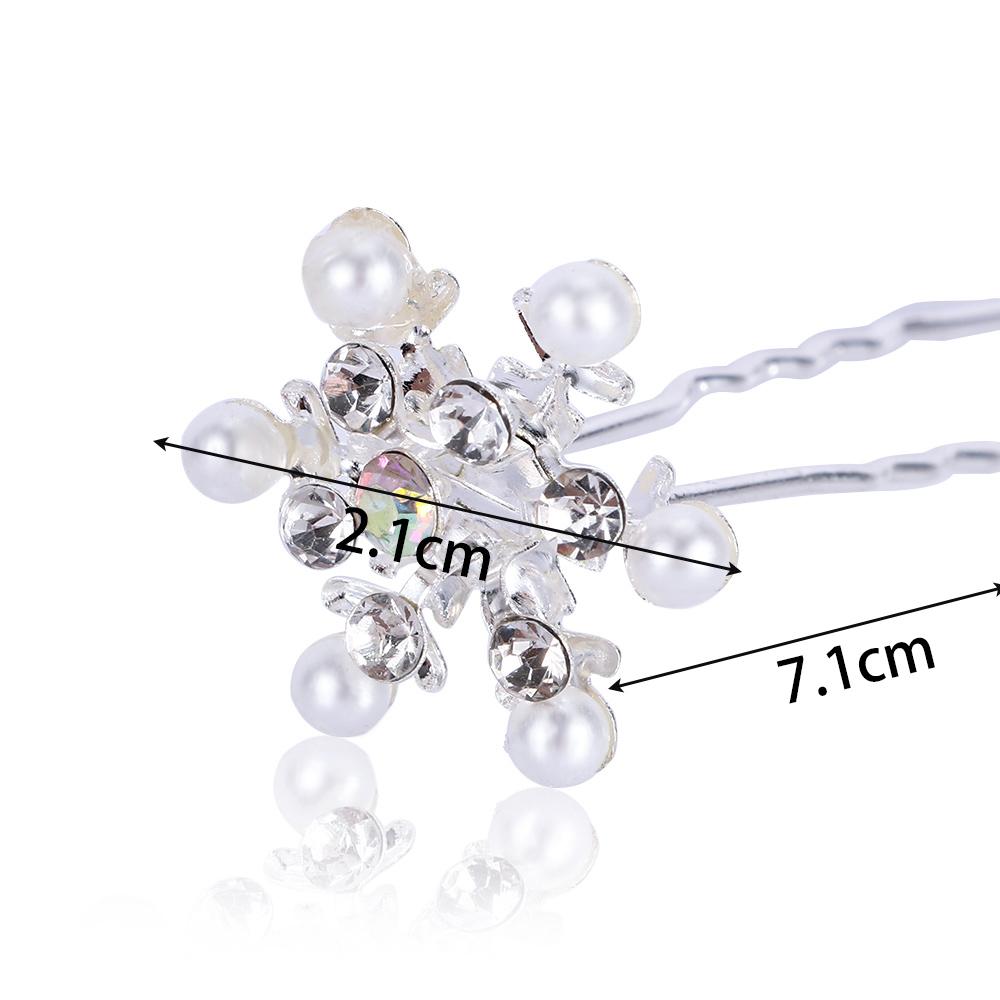 5x Bridal Snowflake Wedding Pearl Flower Crystal Rhinestone Hair Pin Hair Clips Headwear