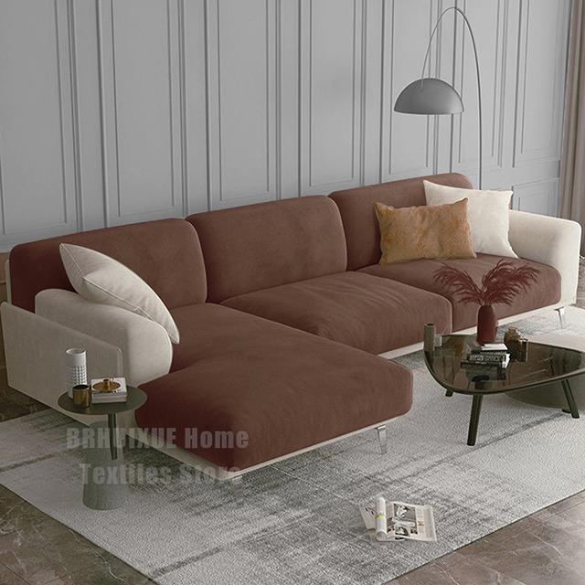Velvet Sofa Seat Cushion Cover Stretch Plush Thicken Sofa Cover For Living Room L Shape Luxury Corner Furniture Sofa Slipcovers
