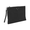 Prada Saffiano Enamel Triangle Metal Logo Cosmetic Bag Men Cosmetic Bag Black 2NH006-064-F0002