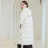 Women Autumn Winter Soild Color Thicken Outwear Cotton Padded Hooded Warm Long Jacket Coat