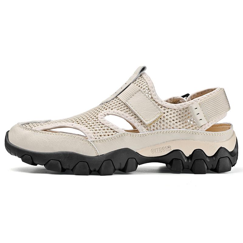 Sommer Atmungsaktive Slipper Herren Taschenkopf Sandalen Hohle Mesh Loch Schuhe Outdoor Rutschfest Leicht Sport Freizeit Strand Schuhe