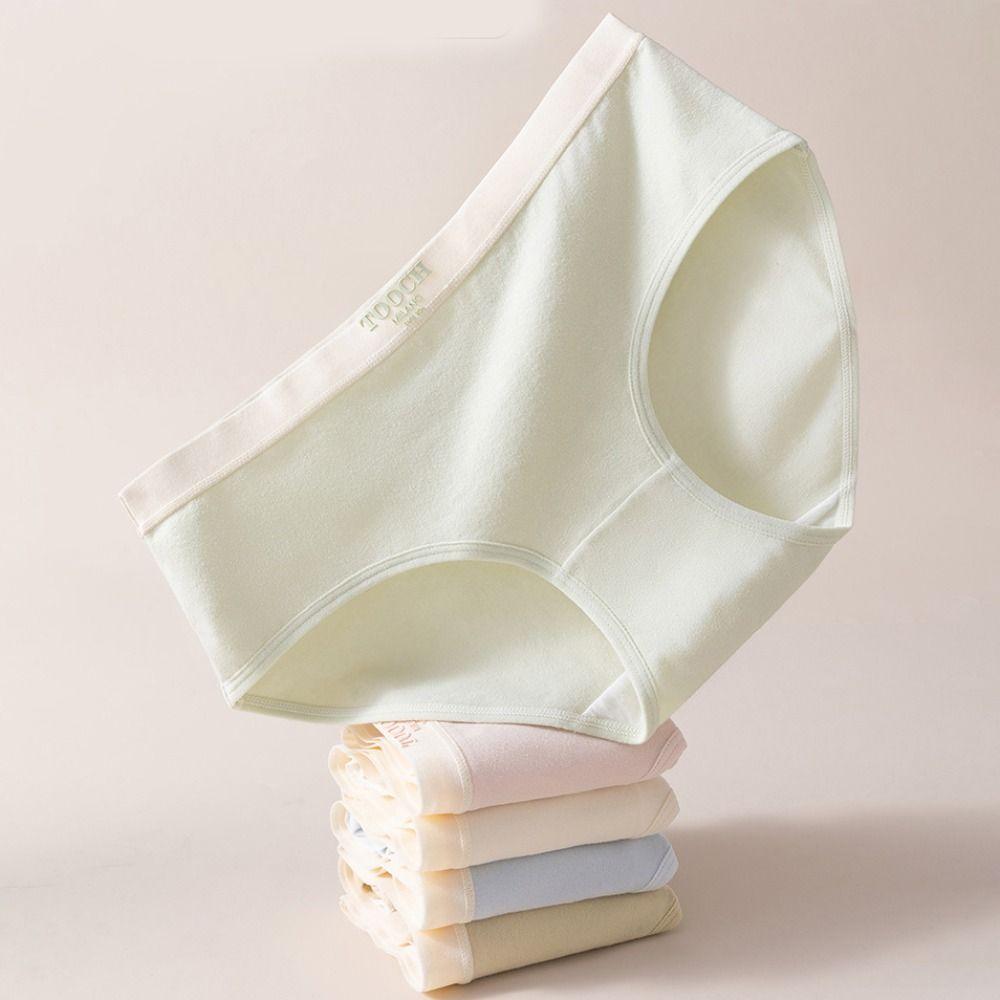 5PCS Cotton Crotch Simple Solid Briefs Thin Women's Underpants Fashion Mid Waist Panties  Girl