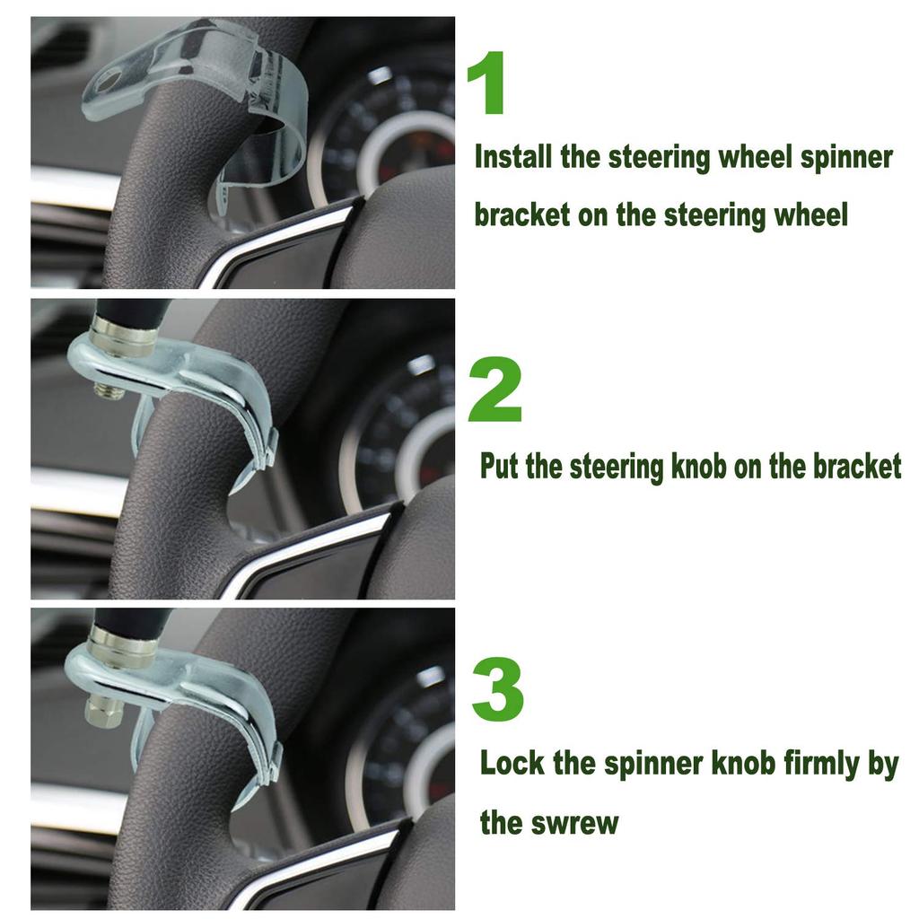 Lunsom Zielona Gałka Spinnera Kierownicy 8 Kulka Kontrolna Pomoc do Skręcania Uniwersalny Pojazd