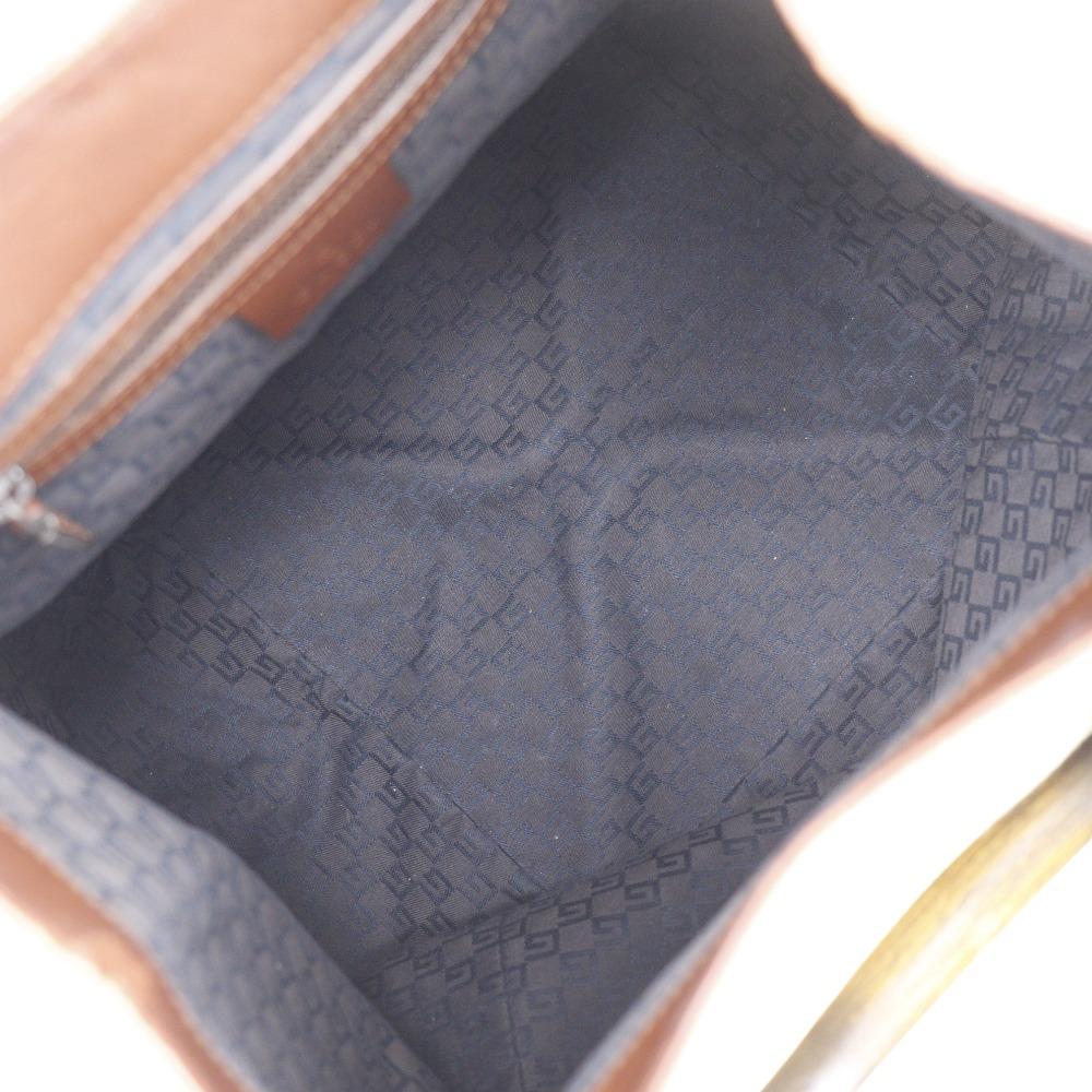 GUCCI Wood handle Handbag 106493 beige canvas Women Used