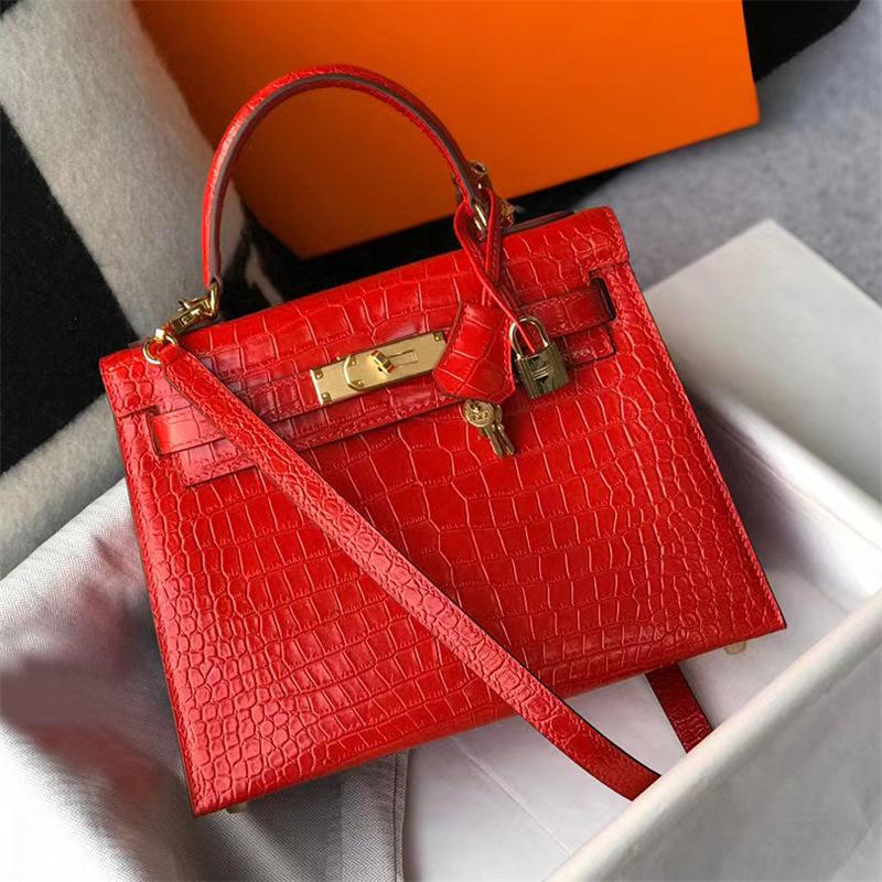 Haute Couture  Classic 25 Crocodile Pattern Head Layer Leather Shoulder Cross Carrying Bag Fashion Texture Women's Bag