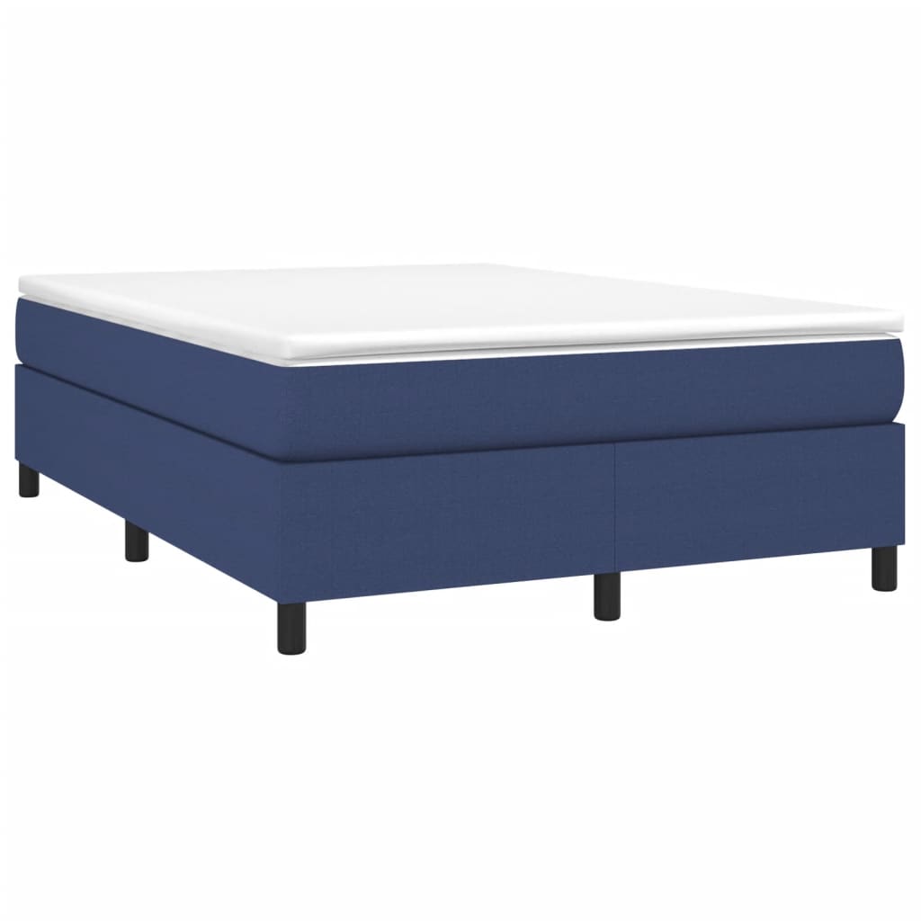 Box Spring Bed Frame Blue 140 x 190 cm Fabric
