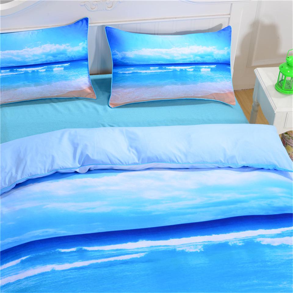 Home Duvet Cover Sets Bedding Set Hot Printed Blue Ocean 2/3 Pcs Set Pillowcases With Duvet Cover King Size Drop Ship Hot