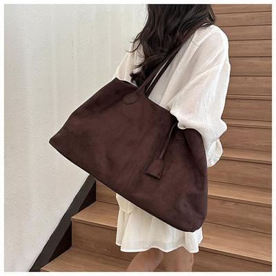 2025 Autumn/Winter Vintage High-End Suede Tote - Large Capacity, Versatile Single Shoulder Bag