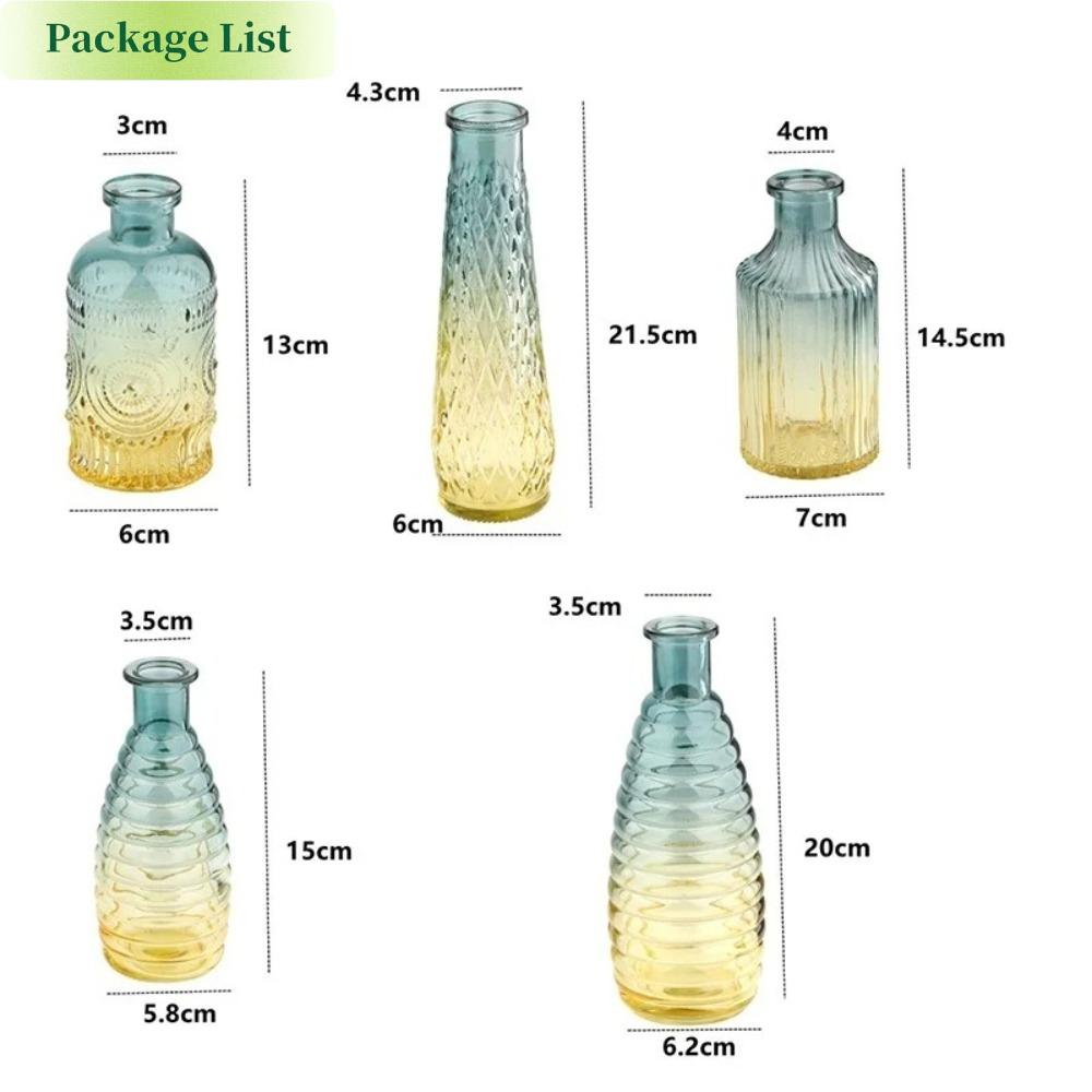 Colored Transparent Glass Bud Vase Retro Hydroponic Flower Planter Vase Centerpieces Wedding Party Decor Home Table Decorations