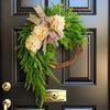 Rustic Hydrangea Flower Wreath Hanging Decoration, Home Decor, Bowknot Wall Hanging Wreath For Doors.
