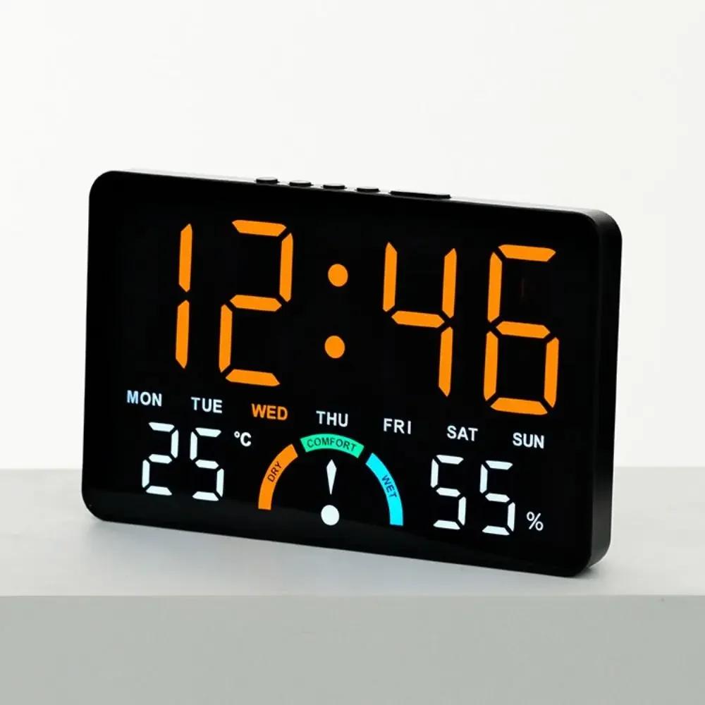 New Wall-mounted Electronic Wall Clock Temperature Multi-functional Digital LED Clocks Home Date Display Table Clock for Bedroom