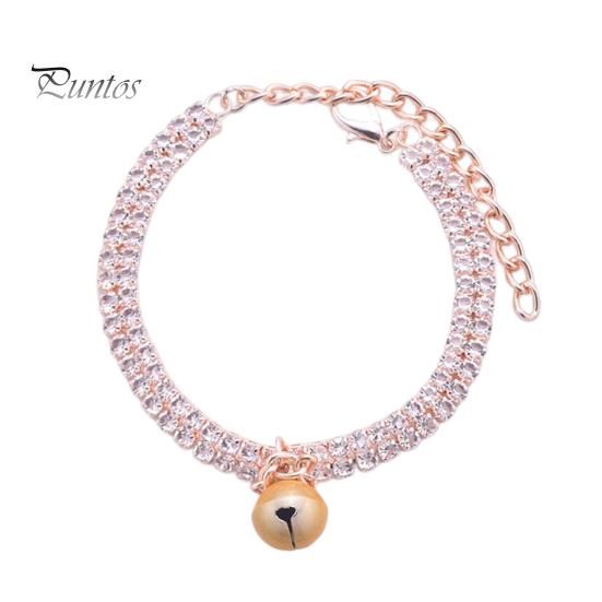 

Модное изысканное удобное ожерелье для домашних животных, двухрядное ожерелье для домашних животных, украшенное стразами, товары для животных M розового золота