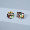 Broche Colgante de TV Esmaltado Colorido Retro "Sin Señal" para Parejas
