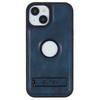 For iPhone 15 Magnetic Case Leather Phone Back Cover Waxy Texture Kickstand