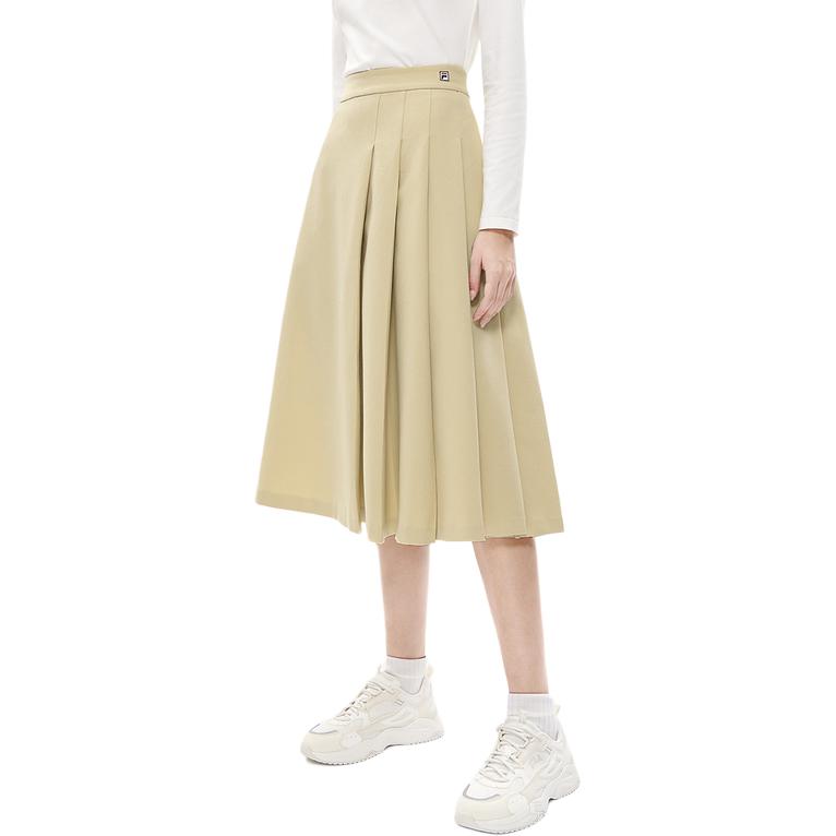 Fila Solid Color Casual Pleated A-Line Skirt Women Skirts Light-Beige F11W248309F-LK