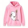 Kids Unisex Boys Girls Hooded Sweatshirt, Cute Cartoon Polar Bear Drink Bubble Tea Print Casual Pullover Hoodie, Soft Cozy Long Sleeve Tops for Daily