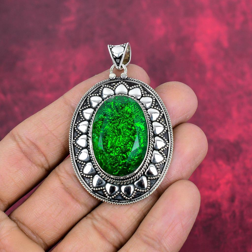 Grüner australischer Doublet-Opal 925 massiv Sterlingsilber Anhänger, handgefertigter Edelsteinanhänger Schmuck, Geschenke für Ehefrau brandneuer Anhänger