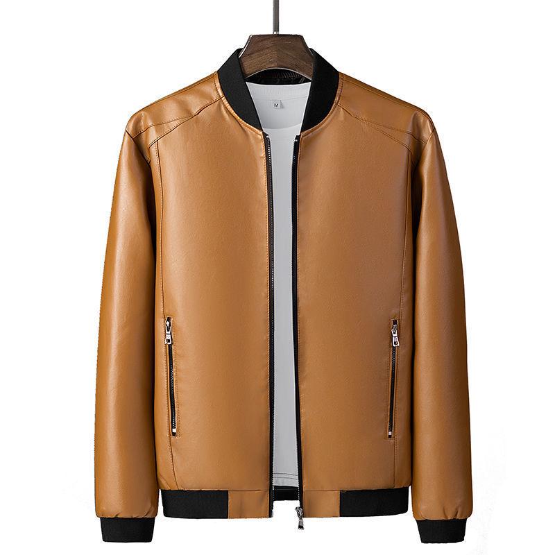 2025 Herren Koreanischer Stil Leder Motorradjacke mit Fleecefutter